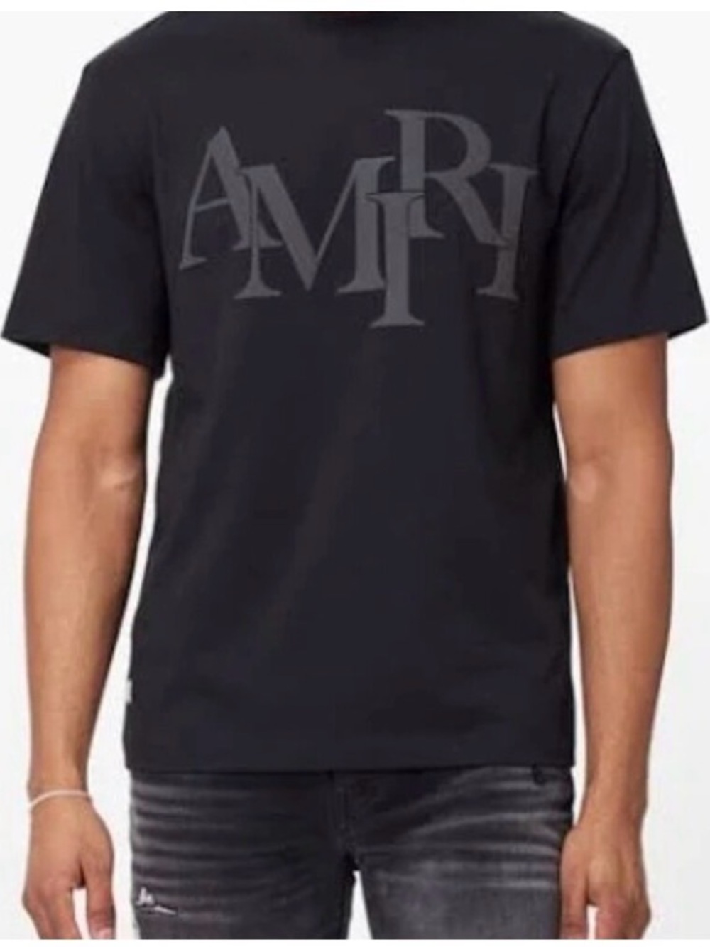 NWT - AMIRI Black T-Shirt with Tonal Logo in Black